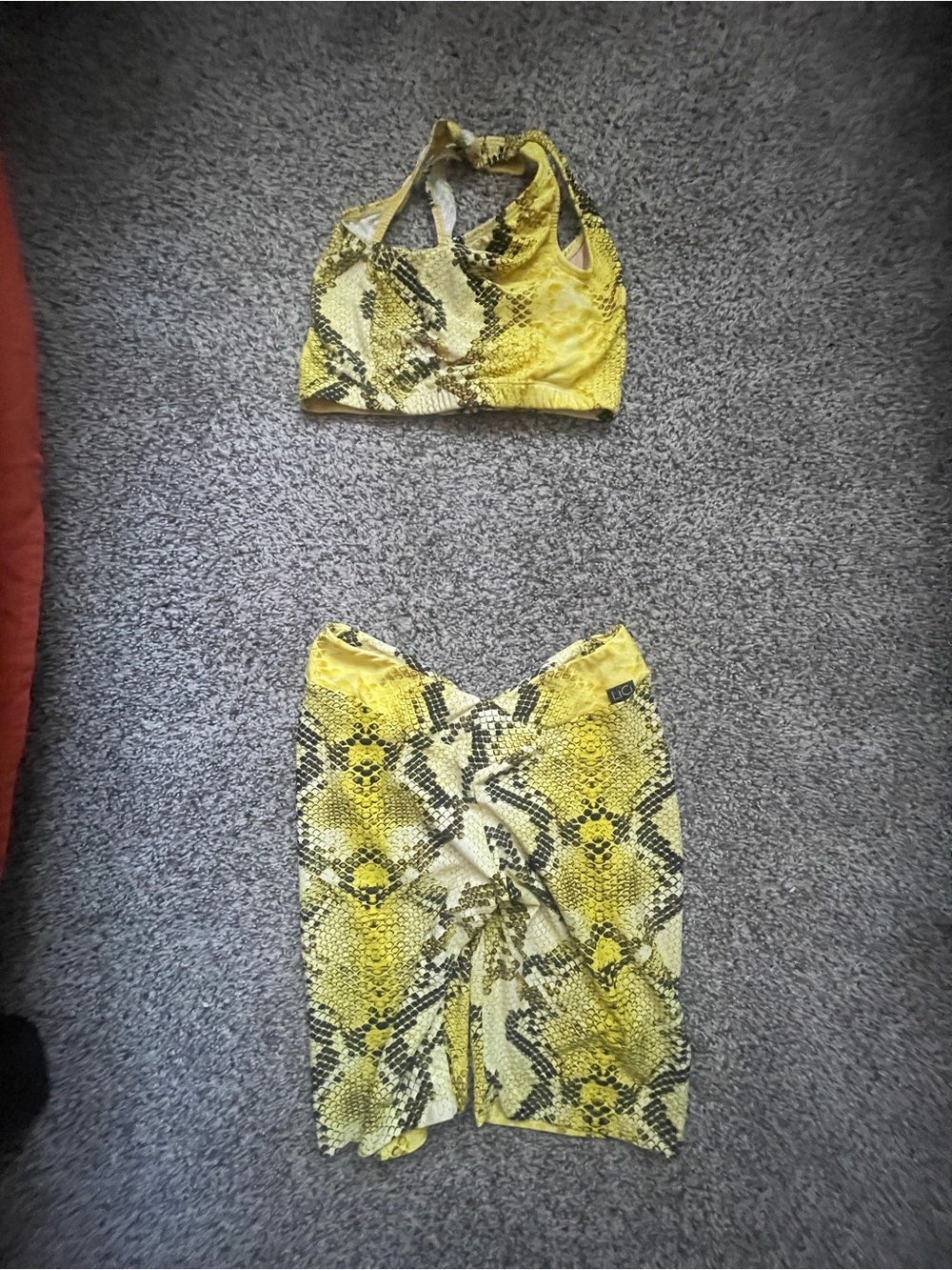 Yellow LICI FIT Snake Print Bike Shorts set